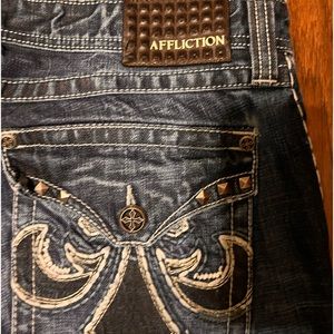 Mens Affliction Black Premium Cooper Relaxed Boot Jean from Buckle. EUC